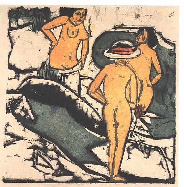 Ernst Ludwig Kirchner Bathing women between white rocks oil painting image